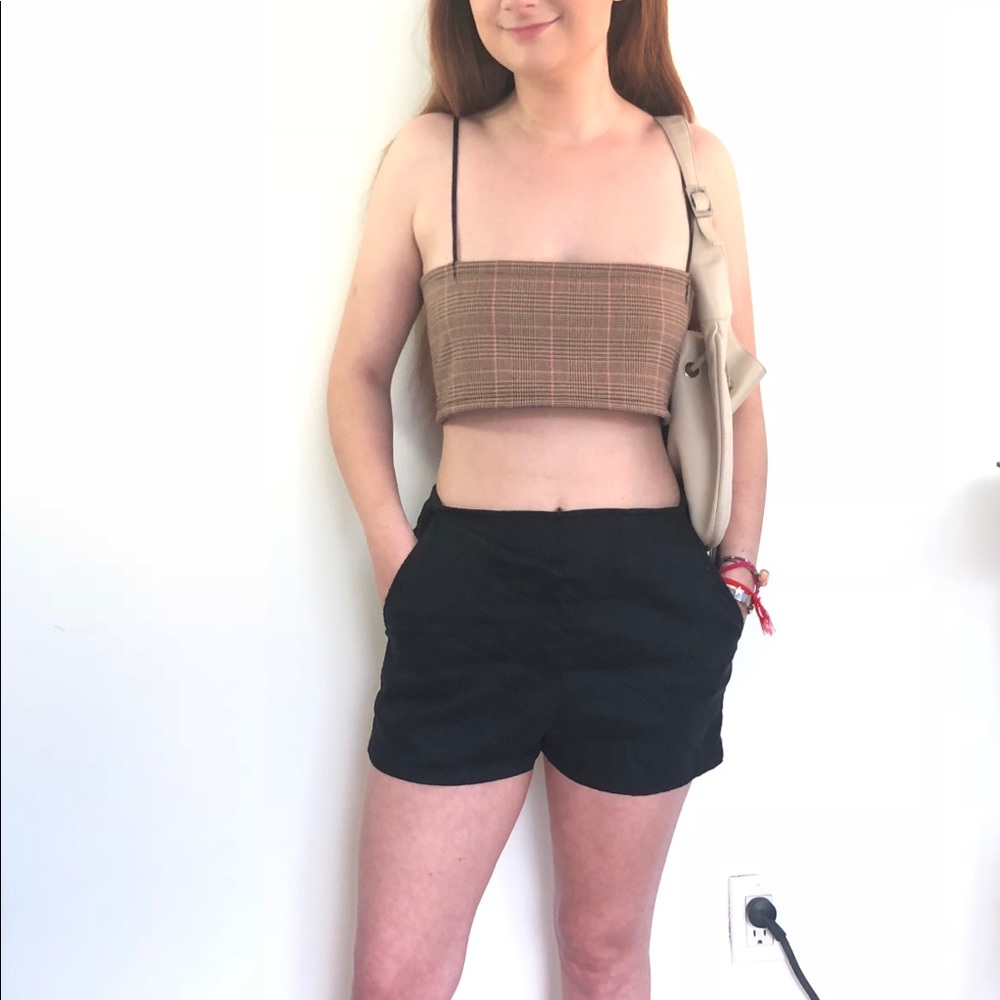 Plaid crop top bandeau top